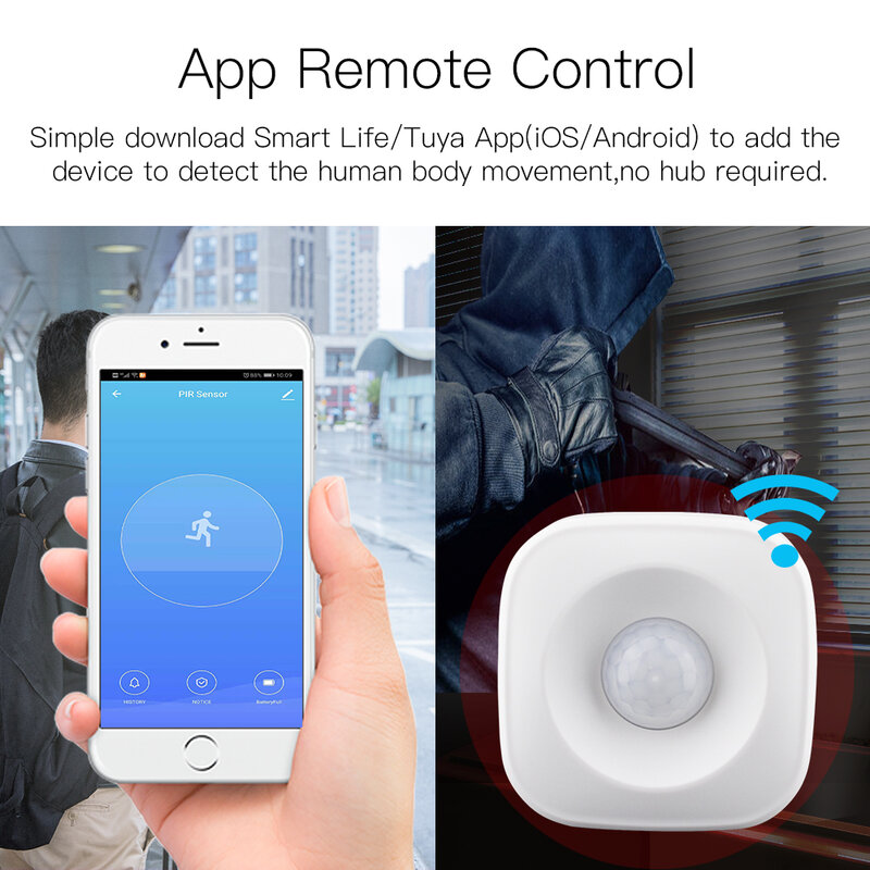 Sensor de movimiento inteligente wifi PIR para alarma, Detector de movimiento humano, para Smart Life, Tuya, Alexa y Google Home, IFTTT
