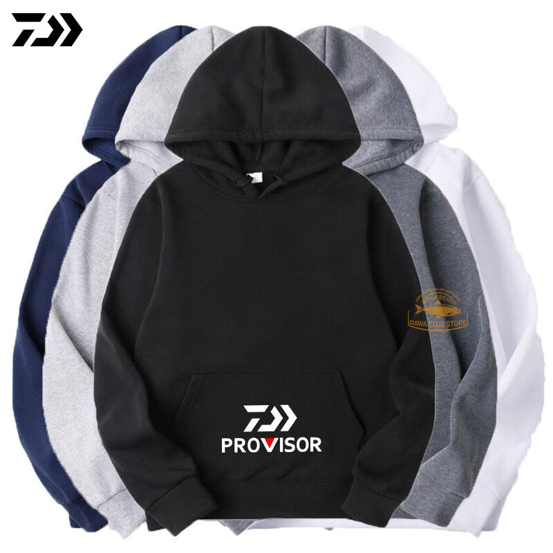 2020 Daiwa Autumn Leisure and Comfortable Fishing Solid Color Sweater Winter Outdoor Sports Fishing Fleece Hooded Sweater