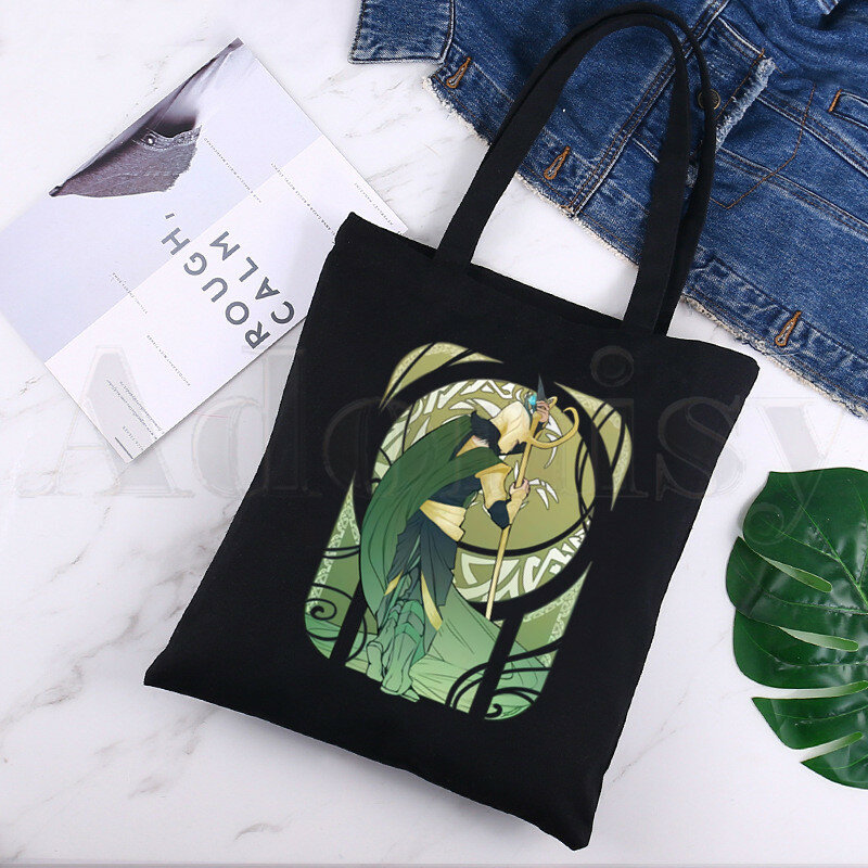 Super herói loki engraçado deus do mal reutilizável sacola de compras lona sacos de impressão eco saco shopper sacos de ombro preto