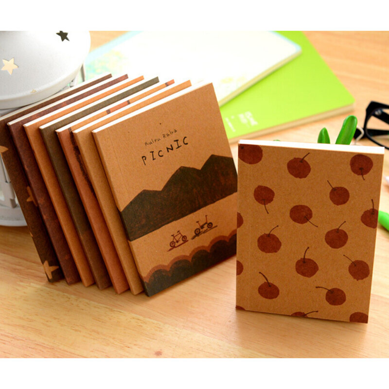 1Pcs Kraft Paper Notebook Cute Pirint Daily Book Pocket Portable Notebook School Stationery Supplies
