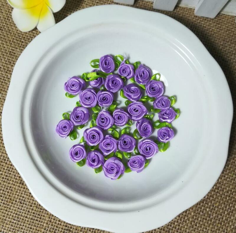 10pcs ดอกไม้สีม่วง Applique Rose Patch เย็บผ้าชุดตัดสติกเกอร์ 3D ดอกไม้ Parche แพทช์ COLLAR applique parches ropa