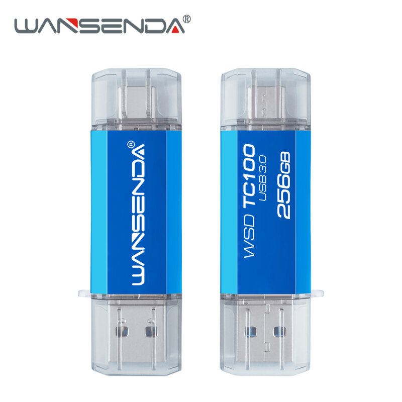 Wansenda-novo pen drive usb-c, usb 3.0, memória flash, 512gb, 256gb, 128gb, 64gb, 32gb