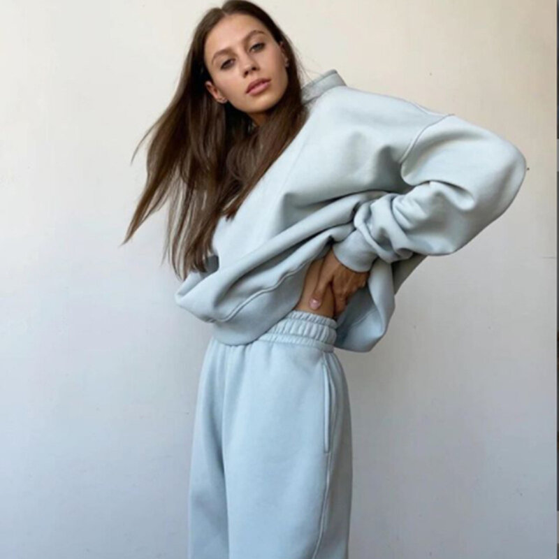 Fashion Two-Pieces Suit Sets Female Stylish High Collar Coat & Pant Sets 2021 Women Elegant Tracksuit Women Two Piece Outfits