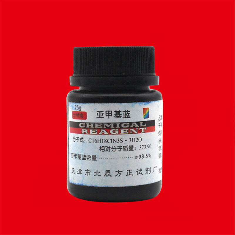 25G 98.5% Indikator Biru Metilen Murni C16H18ClN3S · 3H2O Alat Reagen Tingkat AR