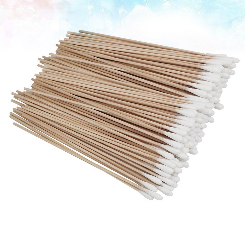 500 pçs 15cm longo única cabeça cotonete de algodão de madeira lidar com vara de algodão longo lidar com cotonetes de algodão para uso da loja em casa