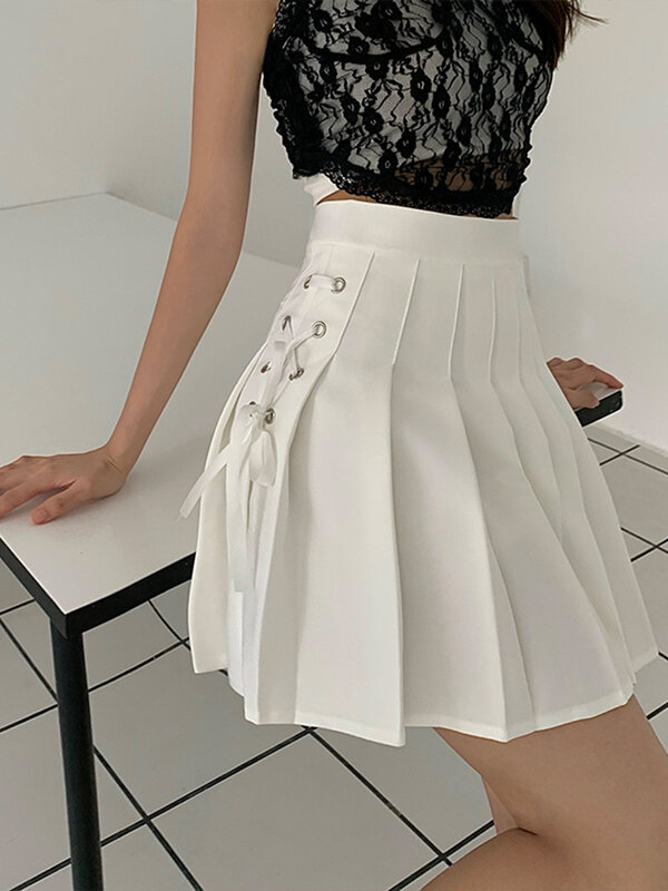 Женская летняя юбка А-силуэта, новинка 2021, плиссированная юбка с высокой талией, в иностранном стиле, тонкая короткая юбка