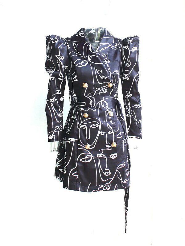 3/4 блейзеры с пышными рукавами Осень 2021 женское модное платье-блейзер для дня рождения Мини Вечерние