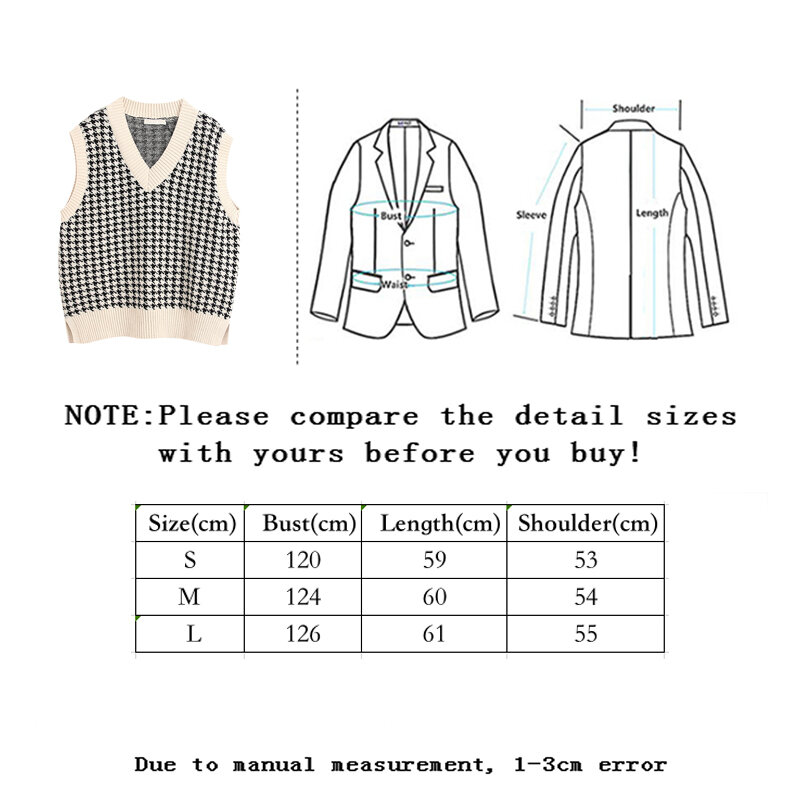 Sllsky-격자 무늬 니트 스웨터 조끼, 여성 2020 대형 풀오버, 빈티지 민소매 v넥, 한국 여성 조끼 스웨터 탑스