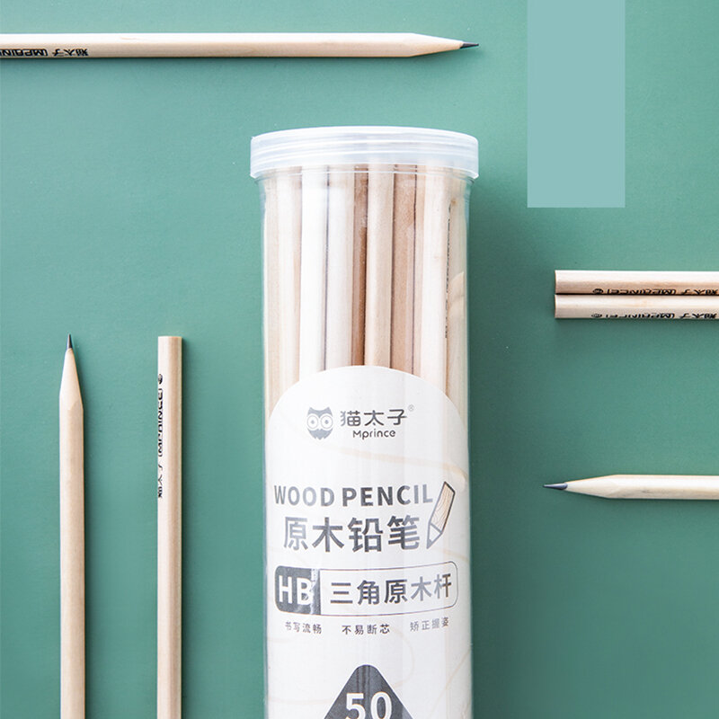 50 pces/garrafa hb lápis conjunto de madeira caneta esboço para estudantes da arte a favor do meio ambiente lápis de madeira material escolar papelaria