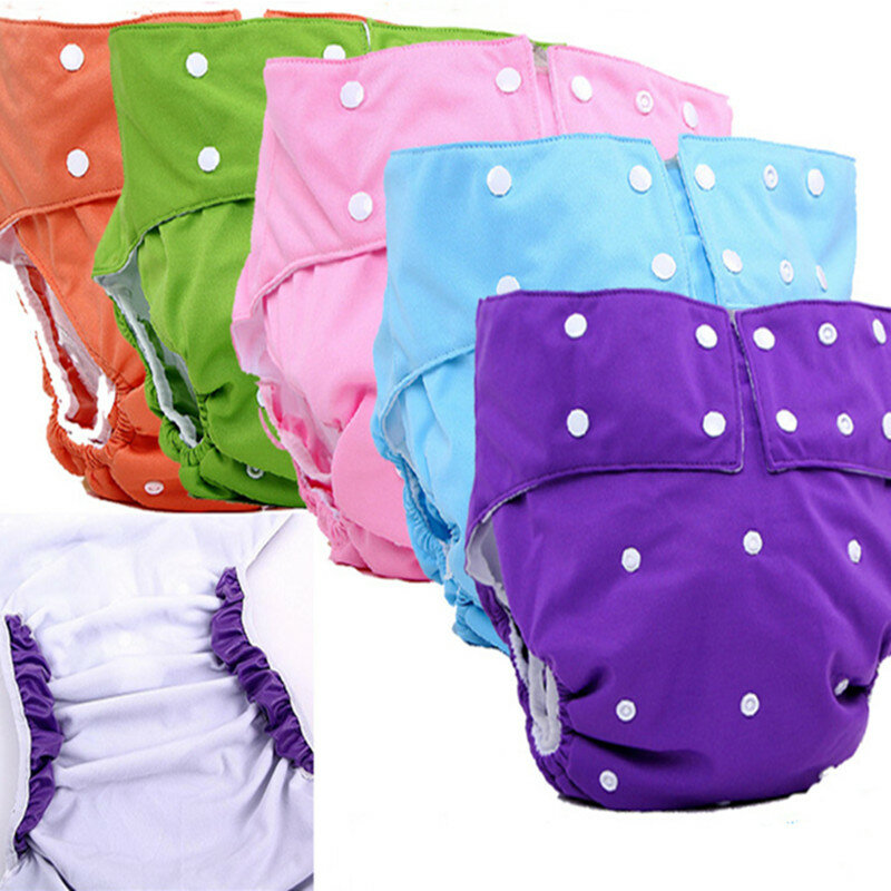 Adult Washable Reusable Diaper for Incontinence Unisex Waterproof Adjustable Cloth Diapers One Size Fit All 12 Colors