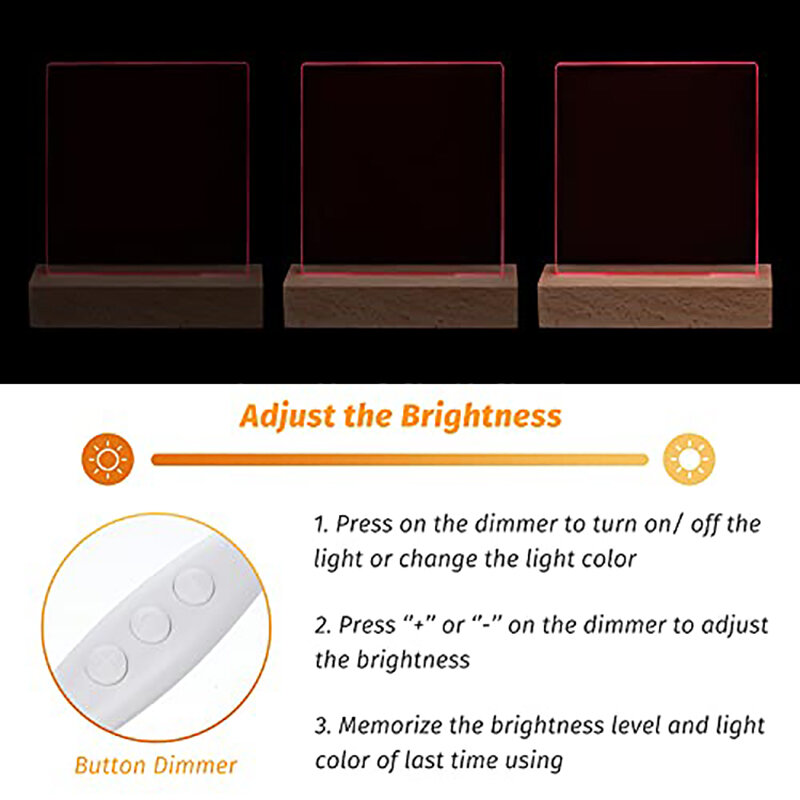 4PCS ไม้ Led RGB ฐานสี่เหลี่ยมผืนผ้ารูปไข่สำหรับอะคริลิค USB Powered หรี่แสงได้3D ไม้ฐานโคมไฟ Led จำนวนมากอุป...