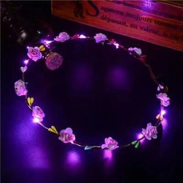 Diademas luminosas con 10 Leds para mujer, diademas florales para niña y mujer, accesorios para el cabello LXH