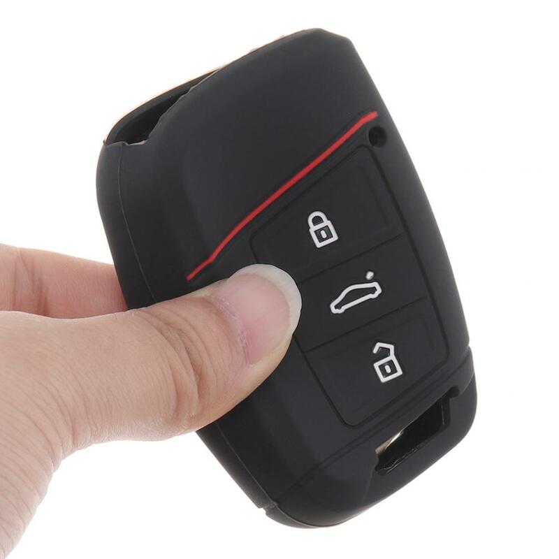 Силиконовый чехол для автомобильного ключа с 3 кнопками, защитный держатель, подходит для 2016 2017 VW / Passat B8 Skoda Superb A7