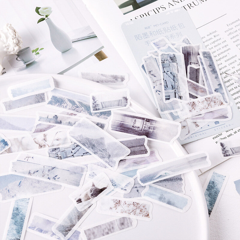 1 pacote mão lágrima série bulleti jornal decorativo washi papel adesivo saco scrapbooking diário papelaria álbum adesivos