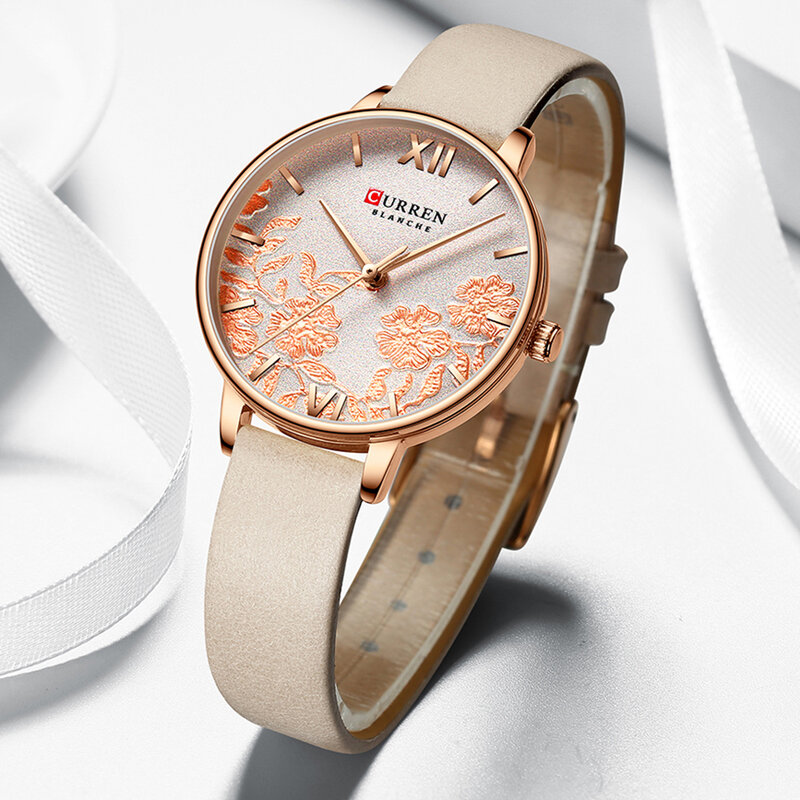 2020 CURREN Mode Casual Leder Frauen Uhren Schöne Einzigartige Design Zifferblatt Quarz Armbanduhr Uhr Weibliche Mode Kleid Uhr