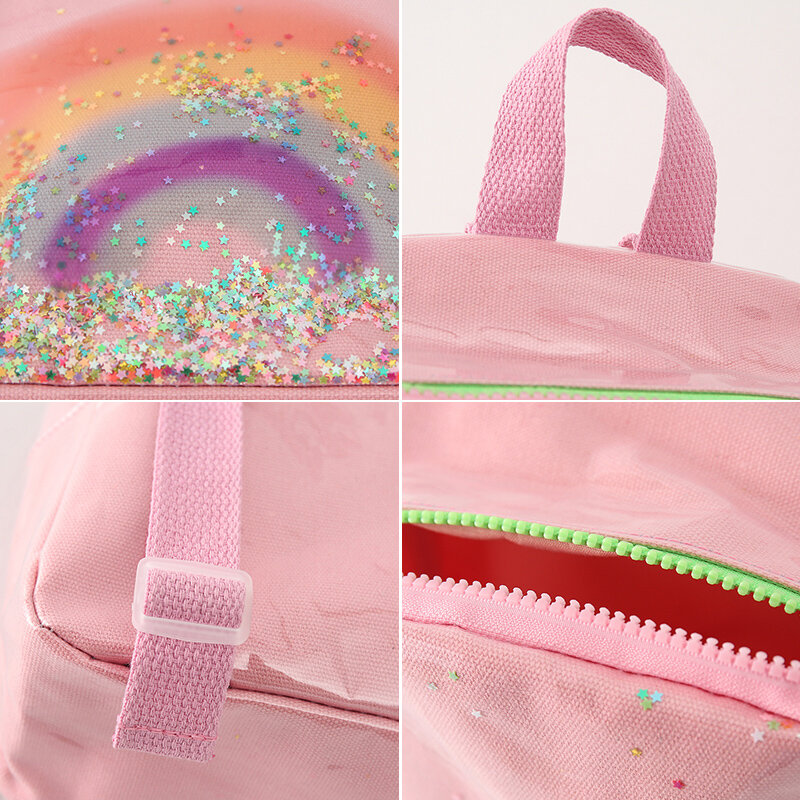 2021 Brand New Toddler Girls Rainbow Backpack Lovely School Bookbag with Shiny Sequins for Kids
