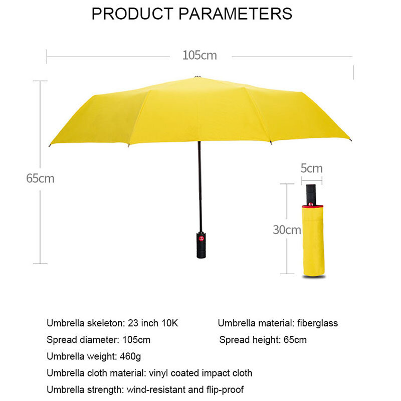 Paraguas plegable para hombre y mujer, sombrilla totalmente automática de negocios, tres pliegues, a prueba de lluvia y viento, de lujo, nuevo