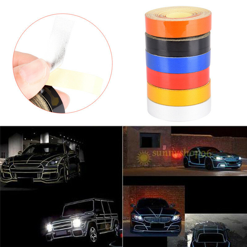 Rollo de cinta reflectante para coche y camión, pegatina decorativa de advertencia de seguridad, 1cm x 5m