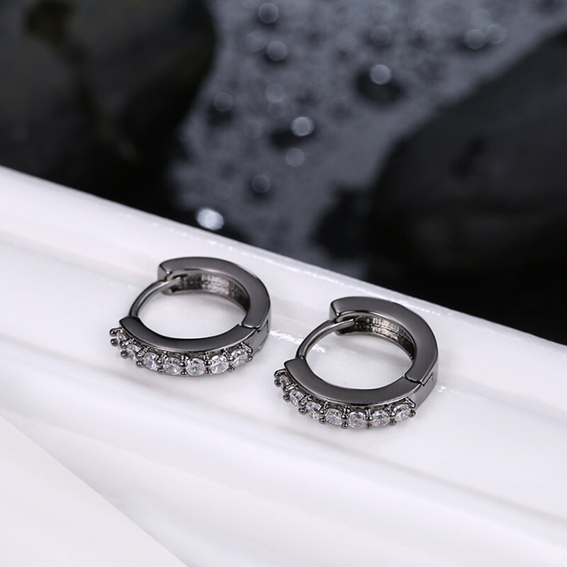 Серьги-кольца для женщин, винтажные круглые маленькие круглые украшения различных цветов с фианитами в стиле панк, модная Подарочная бижут...