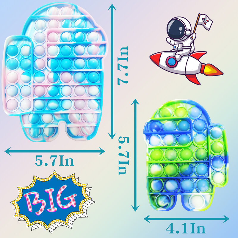 Игрушки-антистресс большого размера с пузырьками, игрушки-антистресс большого размера с краской, 58 поп, для взрослых и детей (2 упаковки)