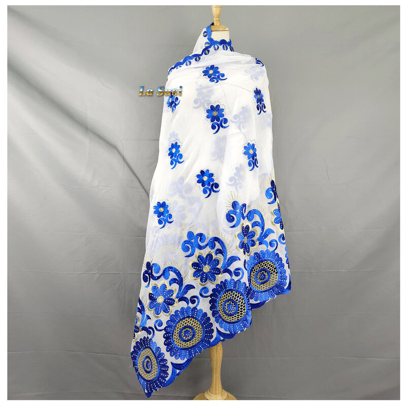 Bufanda de algodón de alta calidad con bordado de flores para mujer, turbante Islámico Africano musulmán de Dubái, pañuelo suave de algodón, LD433