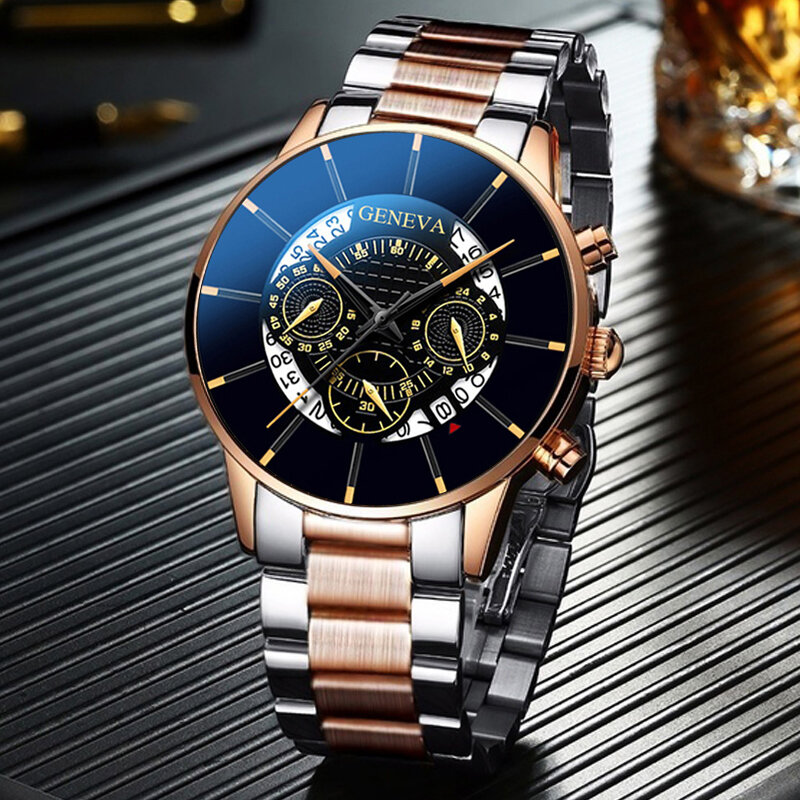 New Fashion Men Stainless Steel Watch Luxury Calendar Quartz Wrist Watches Business Casual Watch for Men Clock Relogio Masculino