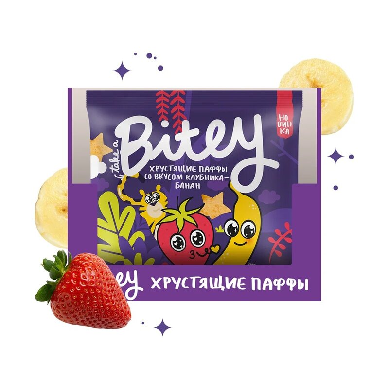 เด็กพัฟ-ชิปBitey "Strawberry-กล้วย" 12 PCs/20G