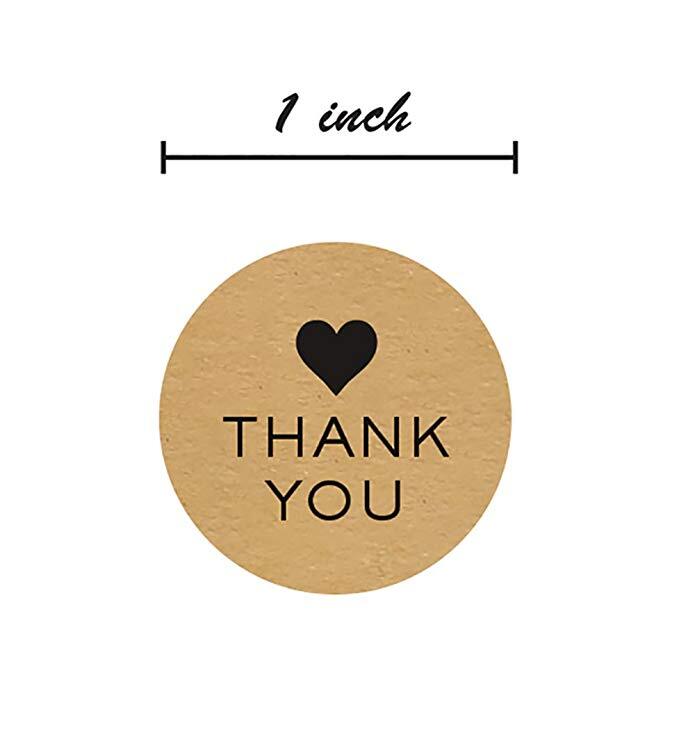 500pcs kraft paper thank you sticker with heart for business bag seal labels kids toy wedding party decoration sticker