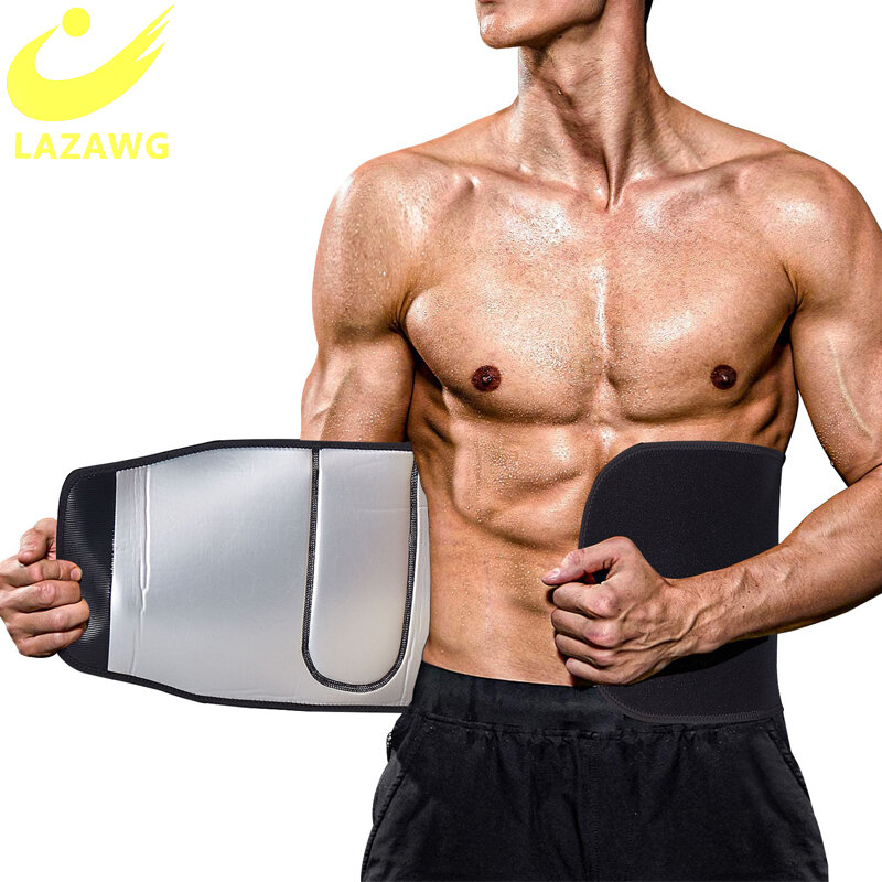 Lazawg homens cinto de emagrecimento cintura trainer neoprene corpo shaper sauna suor barriga queimador treino estômago fitness trimmer cinto