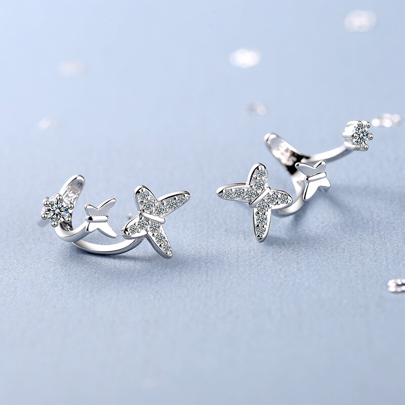 FENGLI Cartoon Schmetterling Mode Kristall Stud Ohrringe für Frauen Elegante Nette Tier Ohrringe Brincos Schmuck FE922