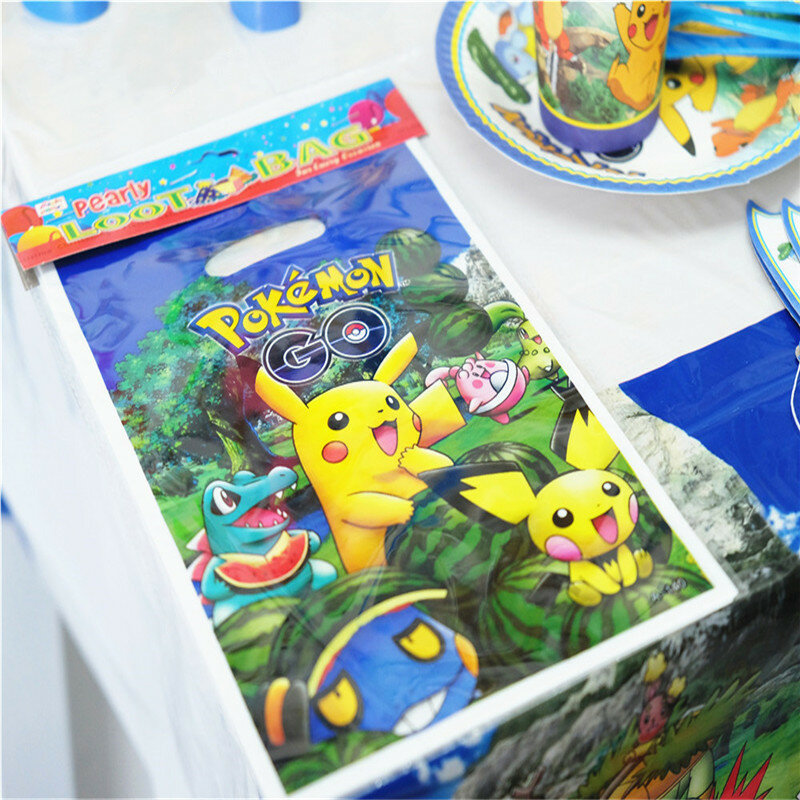 Decoración Desechable para Fiestas Infantiles y de Cumpleaños, Juego de Artículos de Mesa con Diseño de Dibujos Animados de Pikachu y Pokémon, Suministros en Vasos y Platos de Papel