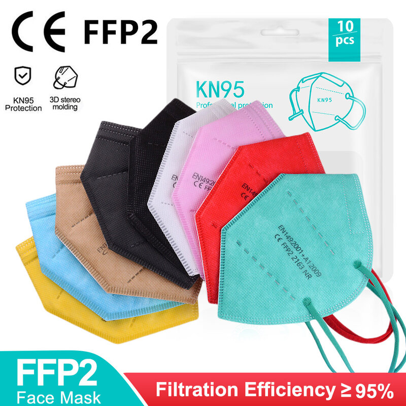 Mascarillas FFP2 reutilizables para adulto, máscara facial higiénica de 5 capas, KN95, aprobado por la CE, España