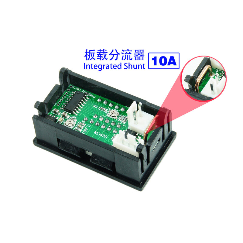Mini voltímetro digital com tela de led duplo, voltímetro digital amperímetro dc 100v 10a painel amp voltagem medidor de corrente testador 0.56 ''0.56 polegadas azul vermelho