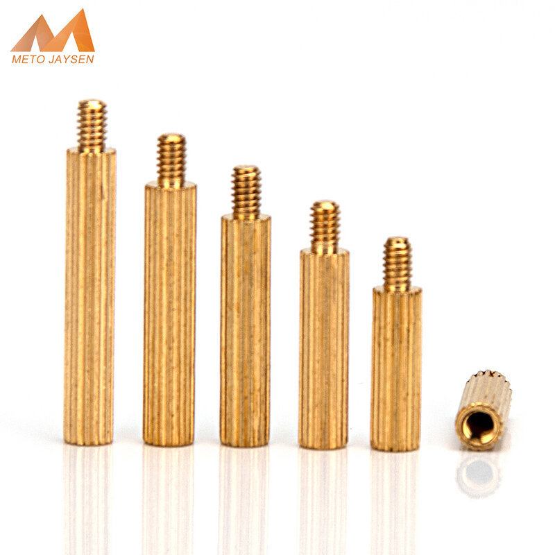 M2 Brass Round Standoff Male-Female Knurled Cylindrical PCB Standoff Spacer Motherboard Column Screw Bolts Length 3mm-40mm
