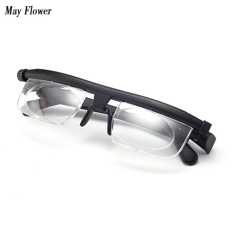 Może kwiat TR90 powiększające okulary Double Vision Focus Dial regulowane okulary-6d do + 3D czytanie krótkowzroczność okulary do czytania