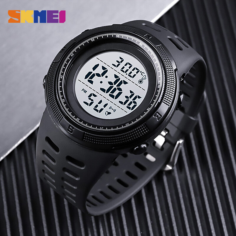 SKMEI-relojes digitales deportivos para hombre, pulsera con alarma LED, rastreador de temperatura ambiental corporal, actualización 1251, 1681