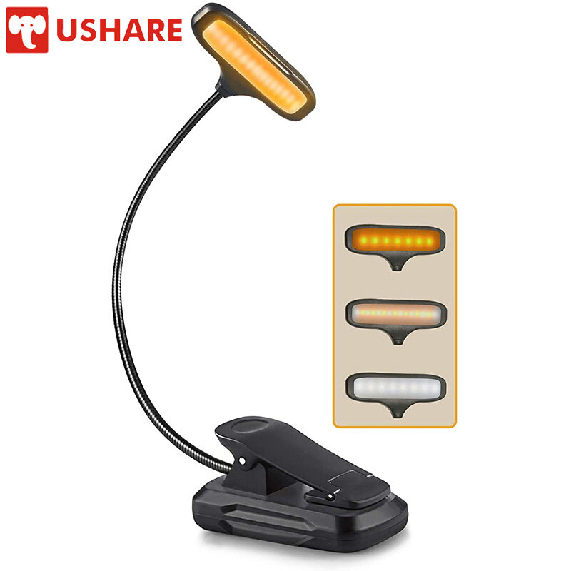 USB Clip Table Lamp Rechargeable Brightness Desk Light Exotic Night Light for Reading Eye Protection Mini Wireless Laptop Lamp
