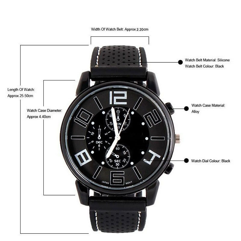 Relógio analógico de quartzo masculino pulseira de silicone banda de discagem redonda esporte relógio de pulso nyz shop
