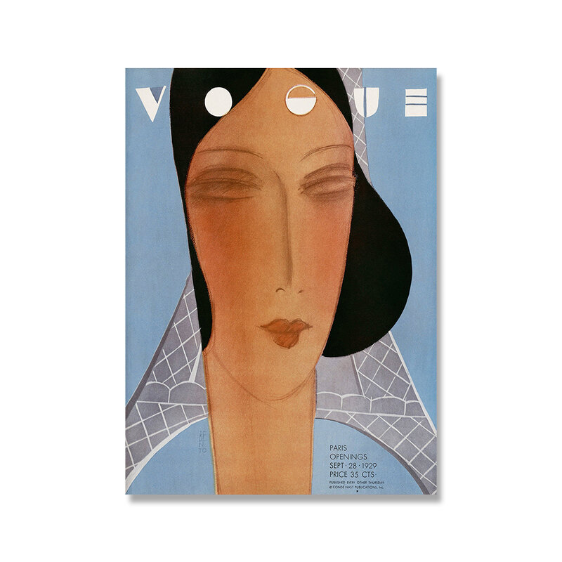 Vintage Vogueนิตยสารโปสเตอร์Nordicภาพวาดผ้าใบแฟชั่นบนผนังผู้หญิงภาพศิลปะสำหรับห้องนั่งเล่นHome Decor