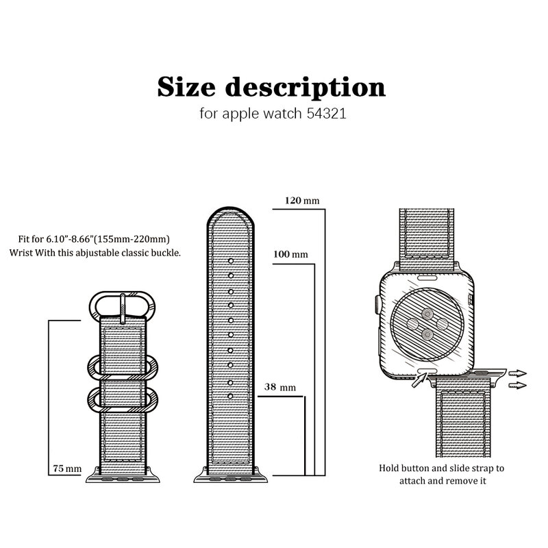 Tali Jam Tangan Nilon untuk Apple Tali Jam Tangan Seri 6 Se 5 4 40Mm/44Mm Tali Olahraga untuk Iwatch 5/4/3/2 Gelang Sabuk Bersirkulasi 42Mm/38Mm