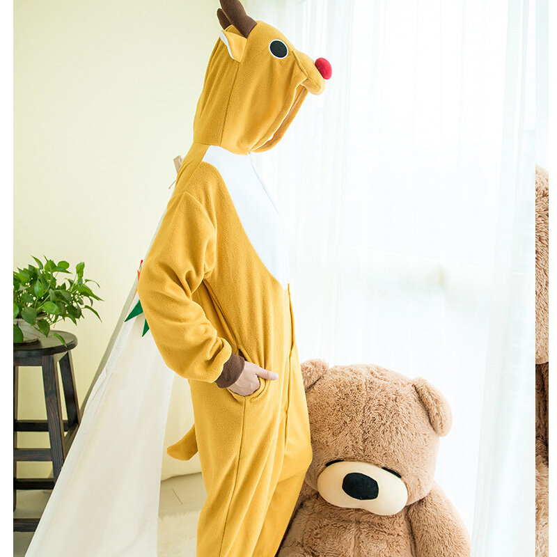 Pyjama de noël en forme de cerf pour femme, vêtements chauds d'hiver, à manches longues