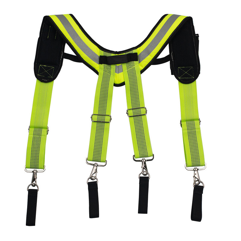 Cintura per attrezzi per bretelle cinghie regolabili di tipo Y/X/H elettricista verde fluorescente che riduce il peso cinghia per utensili multifunzione