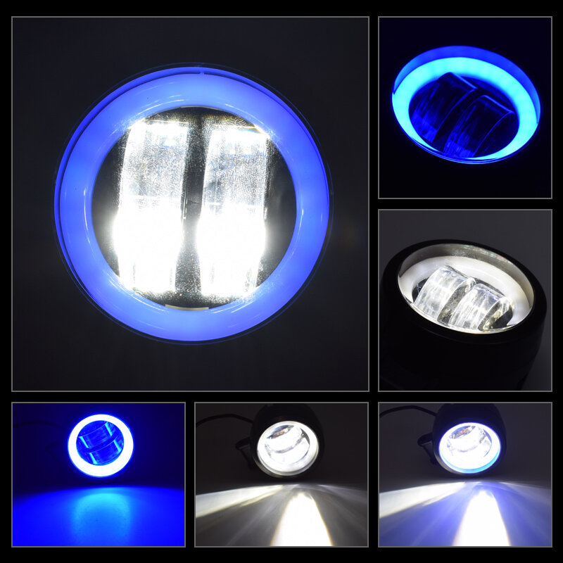 EURS-مصباح عمل LED دائري ، مقاوم للماء ، 3 بوصة ، 12 فولت ، 24 فولت ، 6500 كيلو ، 20 واط ، عيون الملاك ، دراجة نارية ، الطرق الوعرة ، سيارة ، قارب