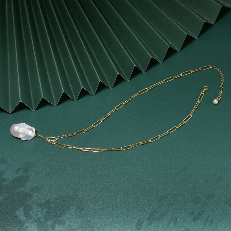 Collar de cadena con colgante de perlas barrocas de agua dulce Natural para mujer, de Plata de Ley 925, joyería hecha a mano, regalo