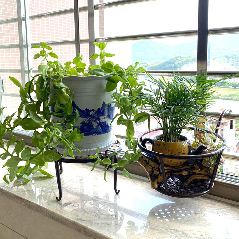 Suporte de vaso de jardinagem plantas de metal suporte de vaso de flores suporte de suporte de prateleira de metal redondo decoração do jardim ao ar livre