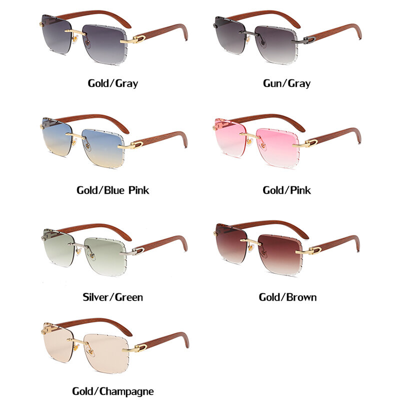 Randlose Rechteck Sonnenbrille Frauen Mode Luxus Marke Designer Sonnenbrille für Männer Retro Platz Persönlichkeit Cut Brillen Uv 400