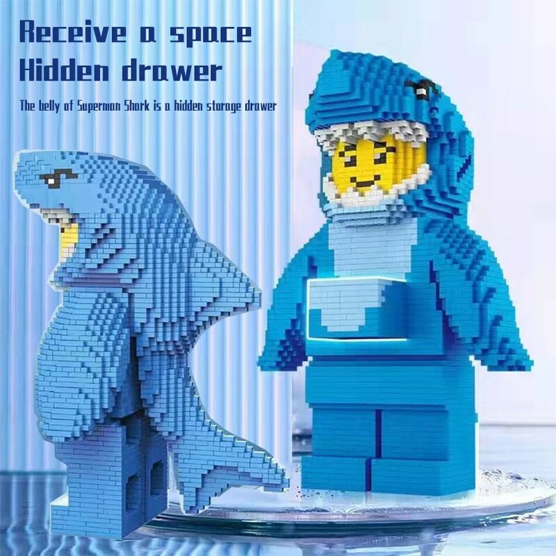 Blocs de construction Shark Man MOC City, 3310 pièces, Micro briques de diamant éducatives, jouets de noël pour enfants, cadeaux