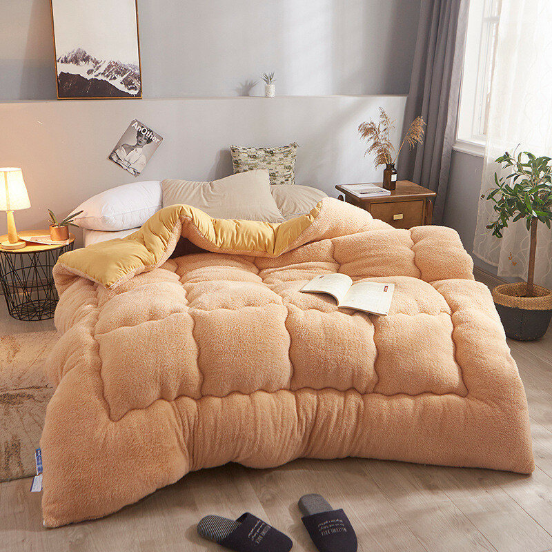 Camel Duvet Extra Large Soft Coffee Single Double Thick Blanket Gray Cashmere Quilt Winter Quilt Polyester Filling Bedding Quilt
