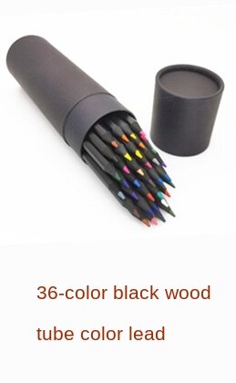 12 шт. цветные деревянные карандаши, черная кожа, высококлассные деревянные цветные карандаши, точечные черные деревянные аксессуары, набор...