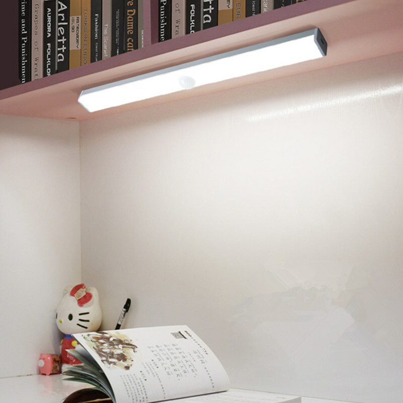 Luz LED con Sensor de movimiento para debajo del armario, lámpara de noche para estudio, lectura, dormitorio